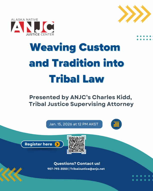 ad for Weaving Custom and Tradition into Tribal Law webinar on January 15, 2026